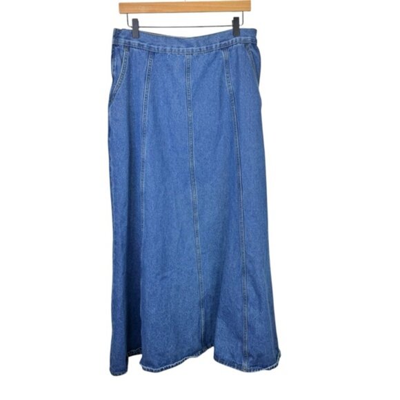 Cider Blue Denim A Line Maxi Skirt Size XL Western Classic - Picture 5 of 10